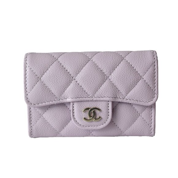 Chanel CC Quilted Flap Card Holder Interlocking Wallet Light Purple - Picture 1 of 3